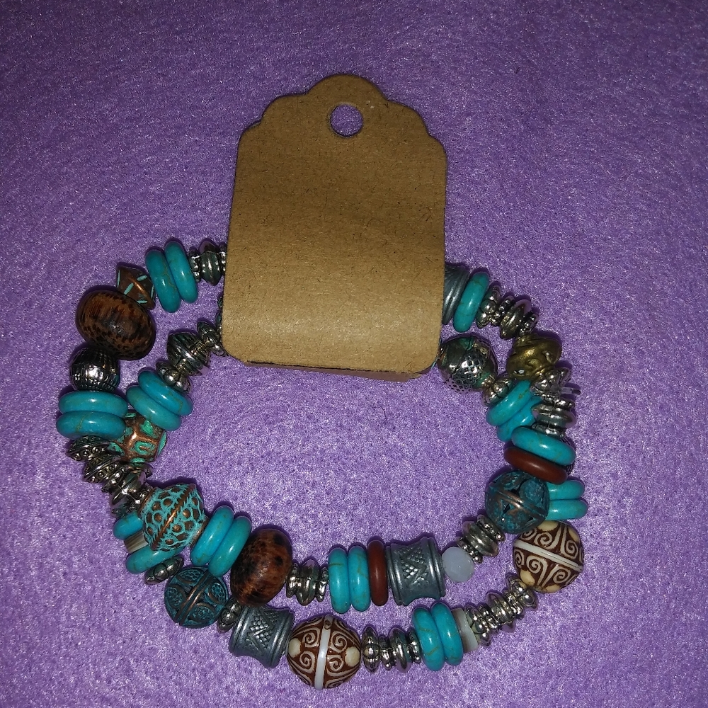 Turquoise 2pc Stretch Bracelet